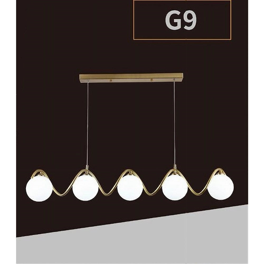 Trade Shop - Lampadario A Sospensione Soffitto Twister Con 5 Sfere Vetro Lampada Bronzo G9 B96 -