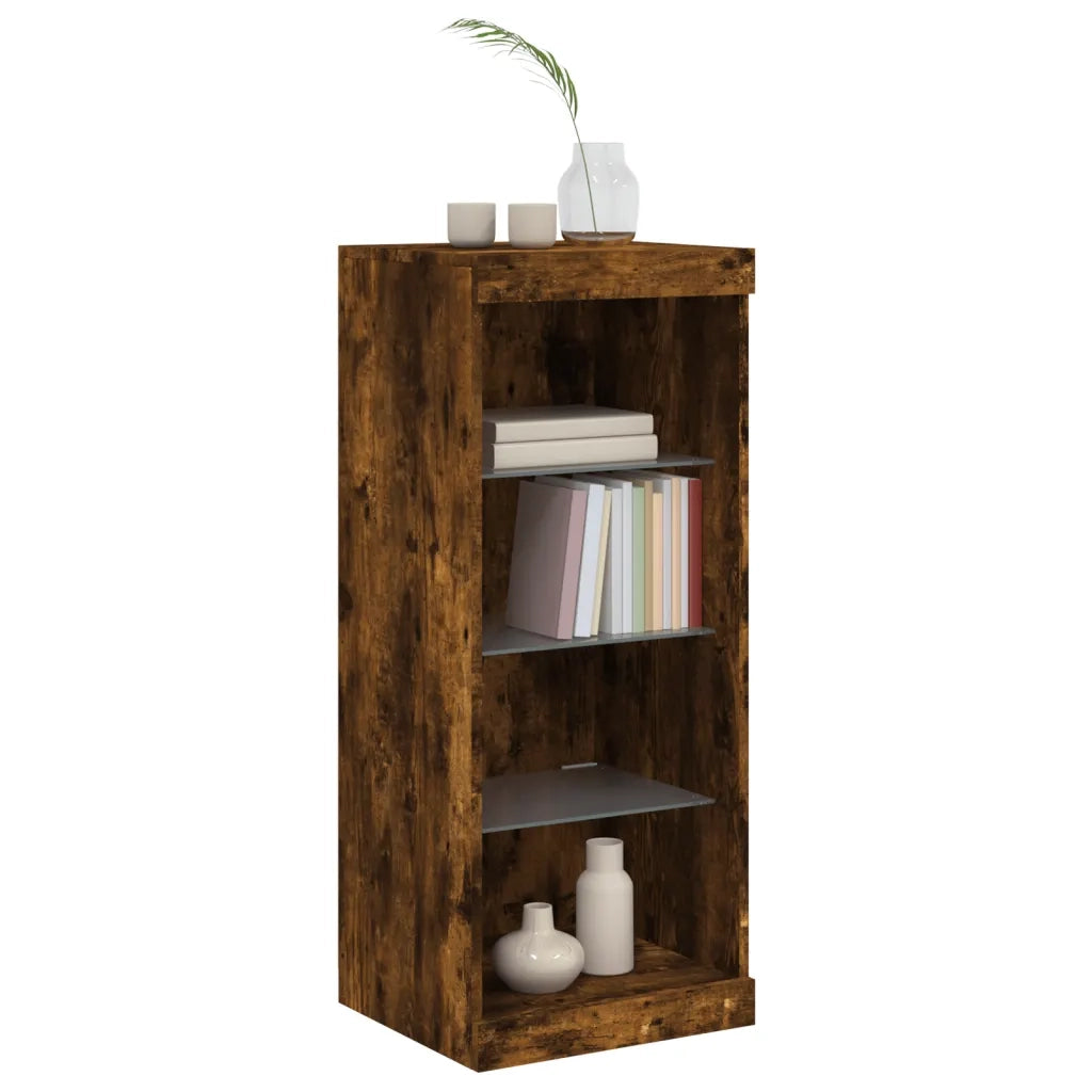 Credenza con Luci LED Rovere Fumo 41x37x100 cm 836732