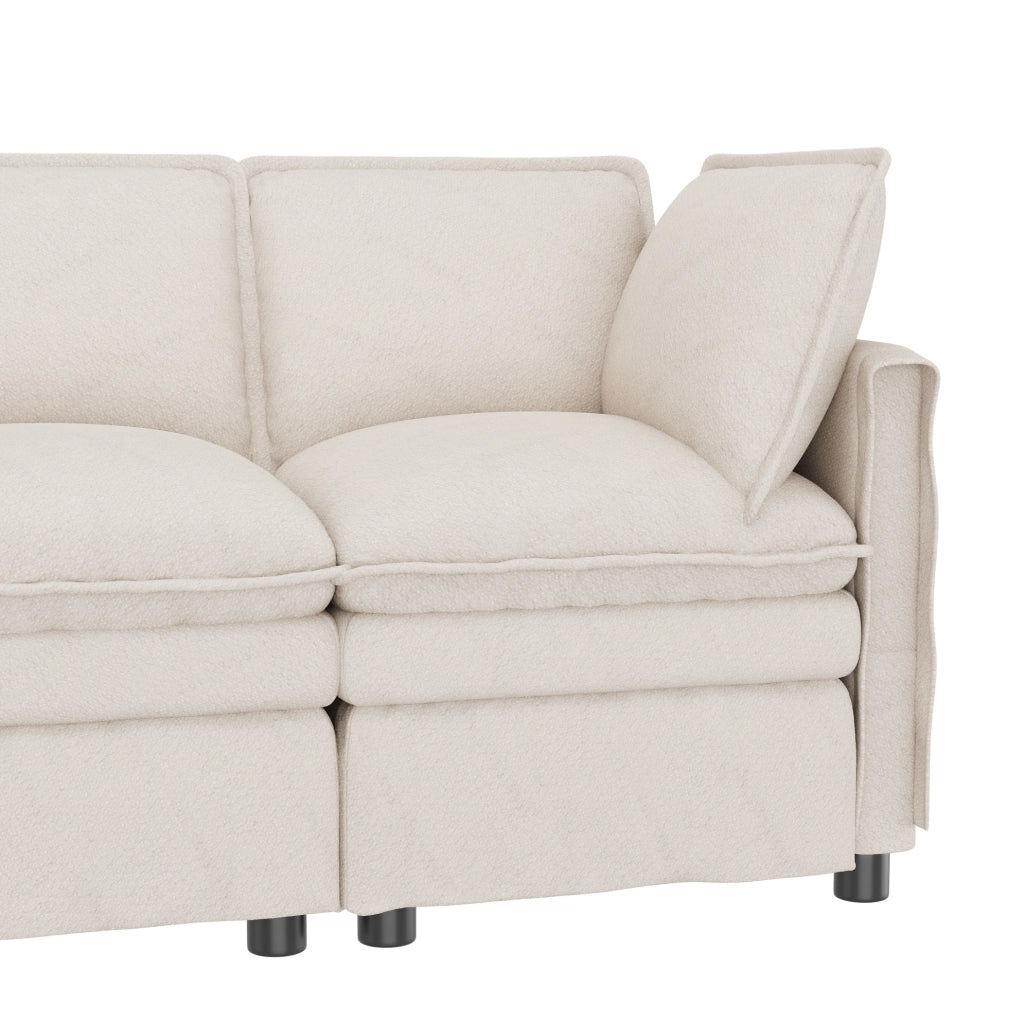 Divano modulare XXL con funzione letto; configurabile a U o L; chenille beige 344 cm