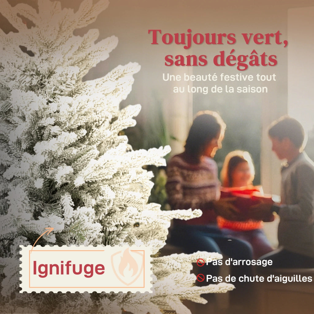 Albero di Natale artificiale innevato 180 cm ¨C zephmum ¨C verde con supporto metallo pieghevole