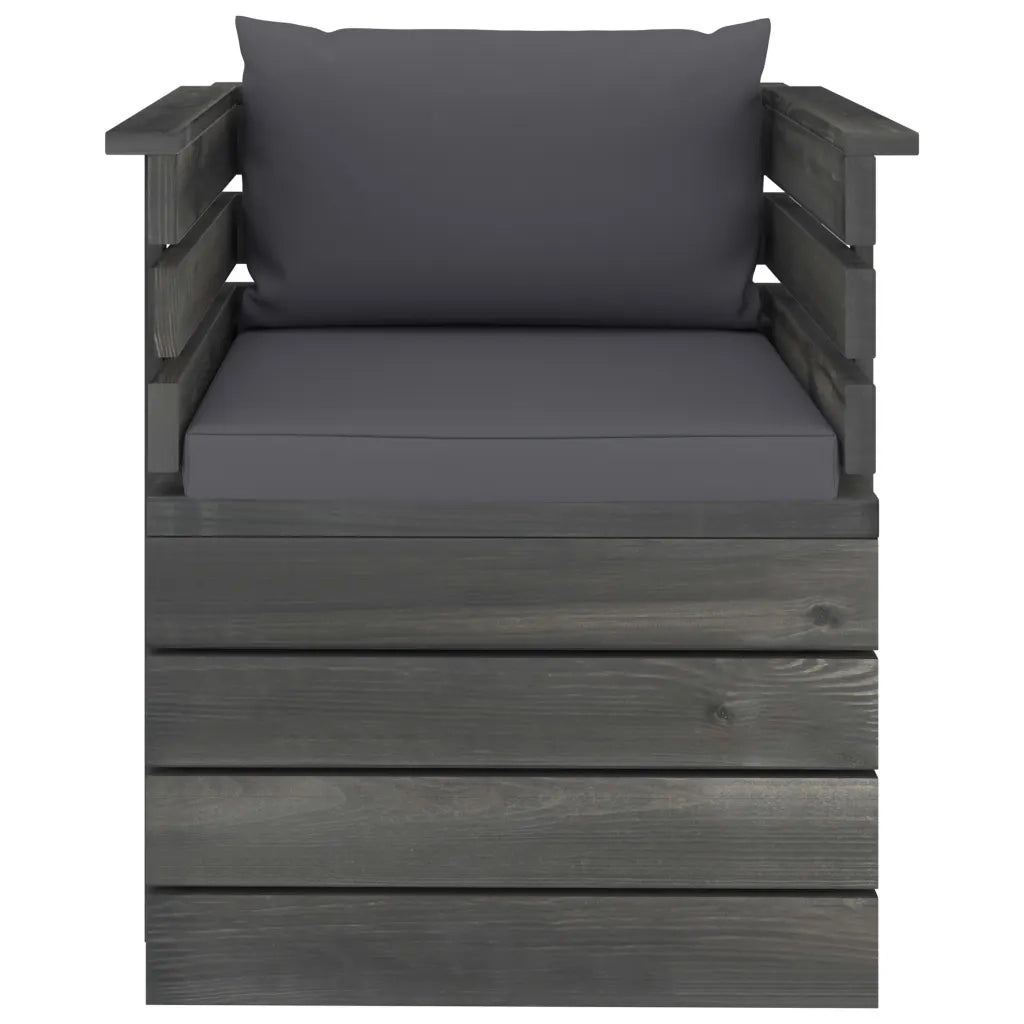 Poltrona da Giardino con Cuscini in Legno di Pino cod mxl 72351