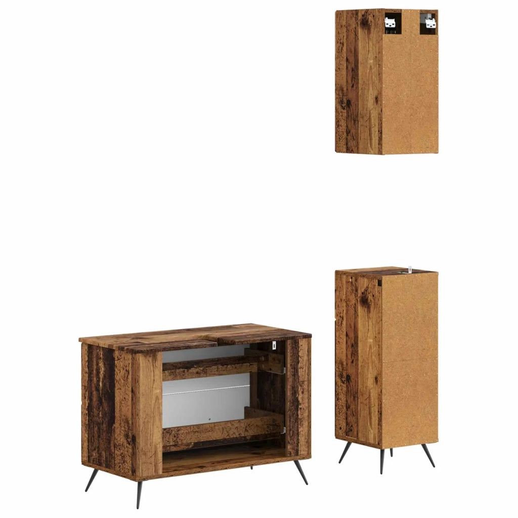 Set di armadietti da bagno in 3 pezzi BREDA Legno antico 3417808