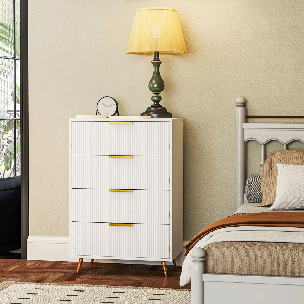 Cassettiera Moderna con 4 Cassetti ¨C zephmum ¨C Bianco 60x40x90 cm