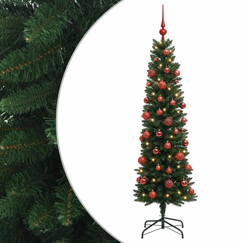 Albero di Natale Artificiale Slim con Palline 120 cm 150 LED 3465925