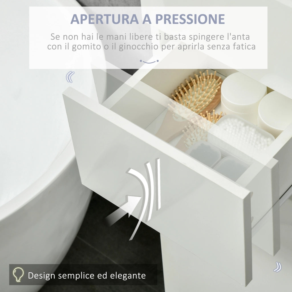 EasyComfort Colonna Bagno con Cassetto e 2 Armadietti Bianco Lucido, 30x28x170cm