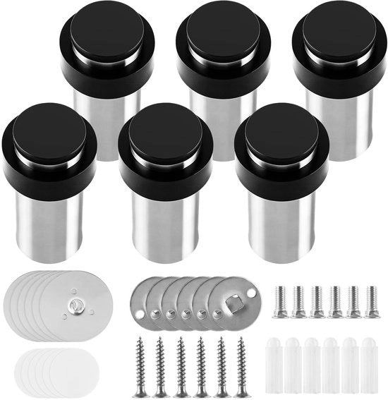 Stopper per Porta in Acciaio Inossidabile 84 mm - Stopper per Porta Interna - Stopper per Porta Esterna - Buffer per Porta - Viscostop per Porta - Set da 6 pezzi - Stopper per Porta Set