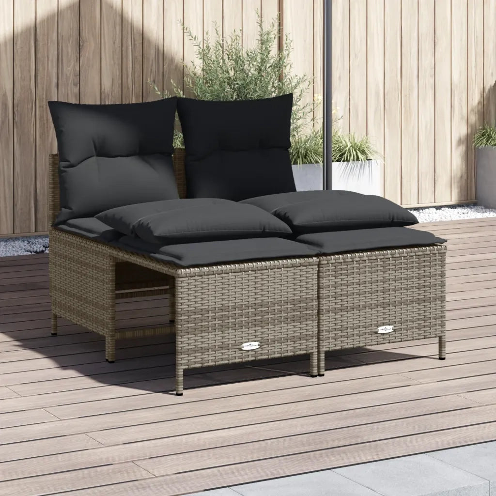 Set Divani da Giardino 4 pz con Cuscini in Polyrattan Grigio 368373