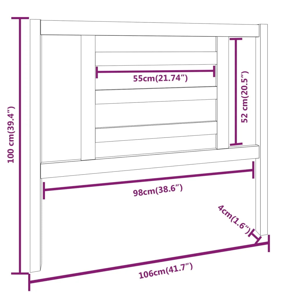 Testiera per Letto Nera 106x4x100 cm in Legno Massello di Pino