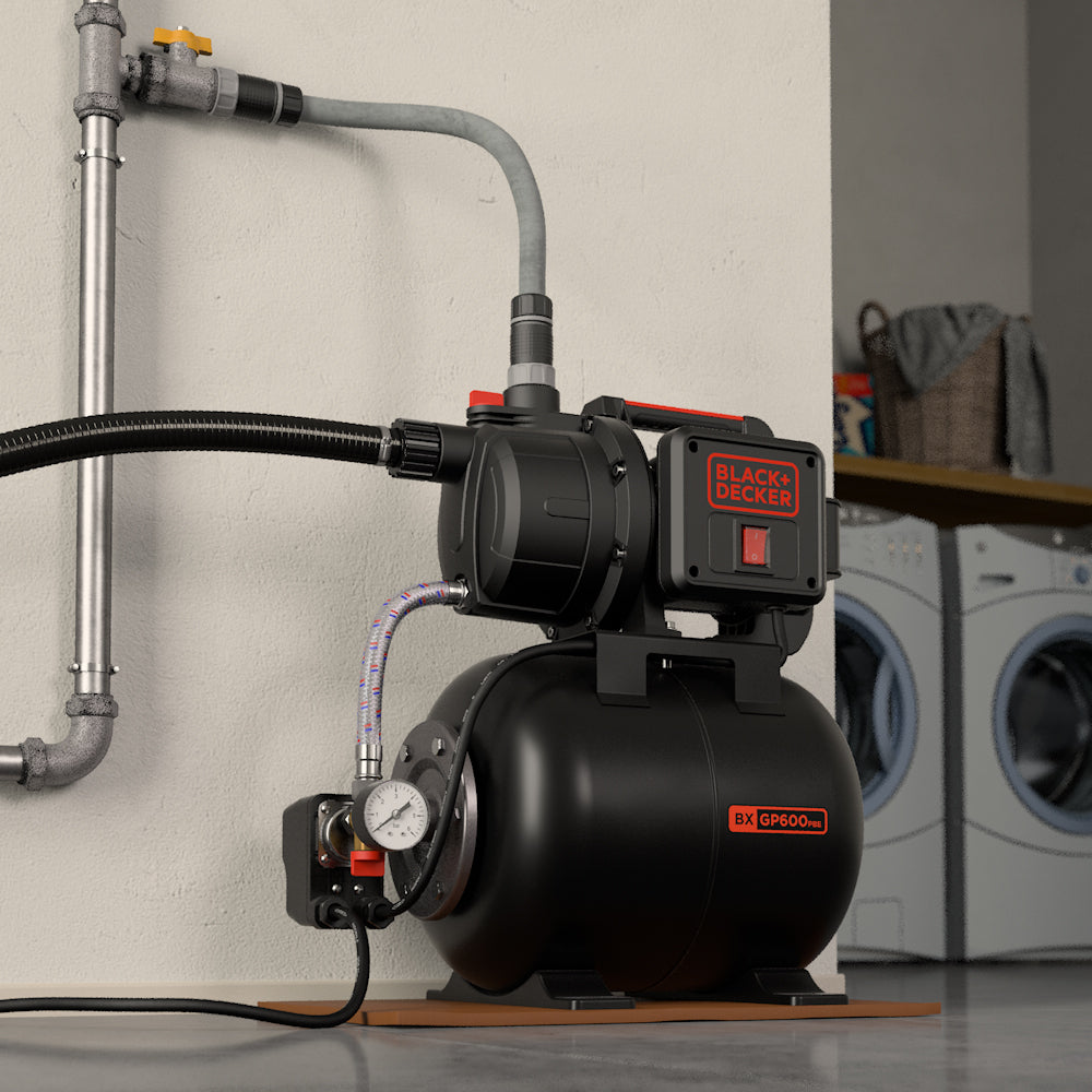 Black+Decker BXGP600PBE Pompa Autoadescante con Serbatoio per Acque Chiare (600 W, Portata max. 3.100 l/h, Prevalenza max. 35 m)
