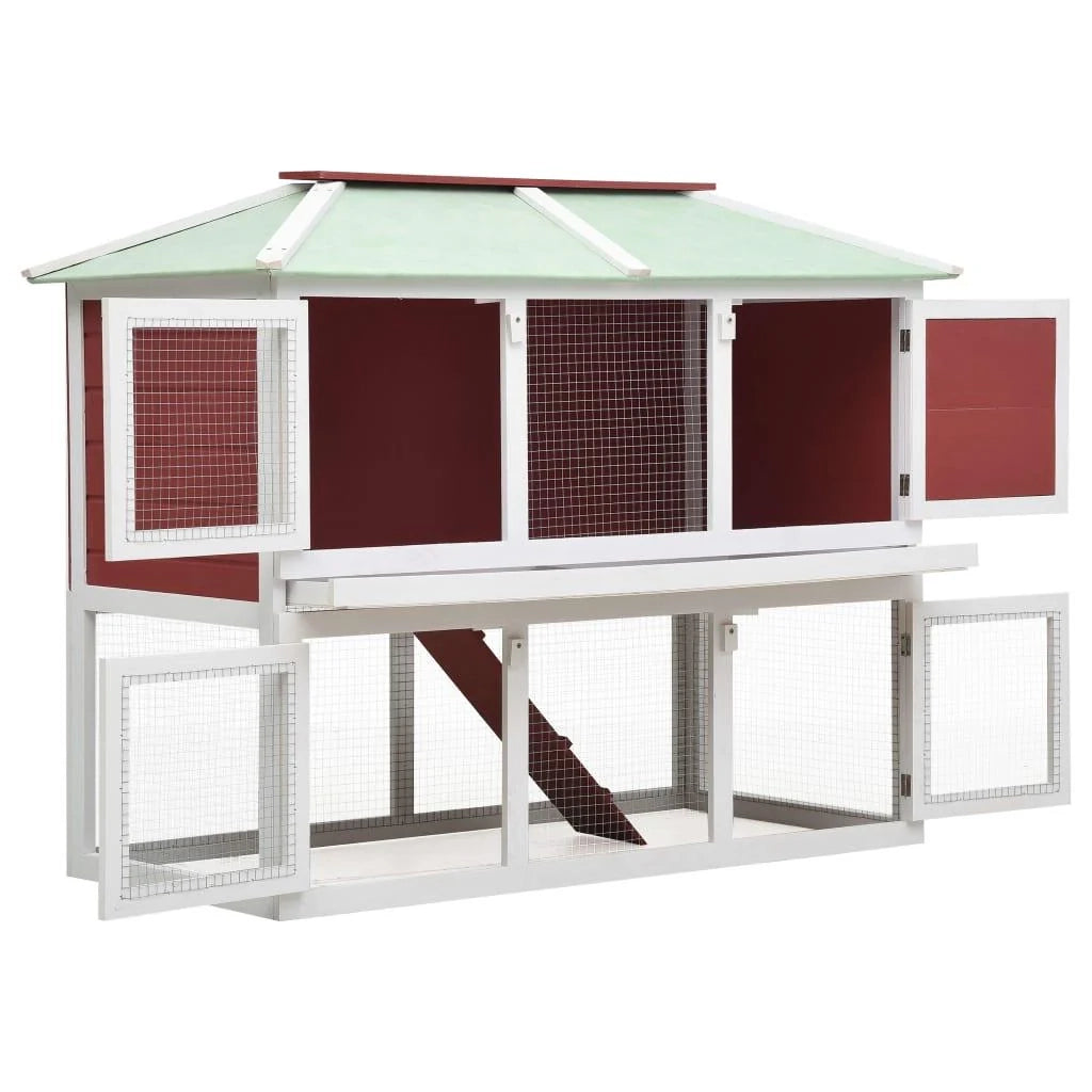 Gabbia doppia per animali domestici in legno 115 cm rossa 02_0000574