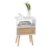Comodino con 1 cassetto; in MDF; per camera da letto e soggiorno; bianco; 55×40×30 cm