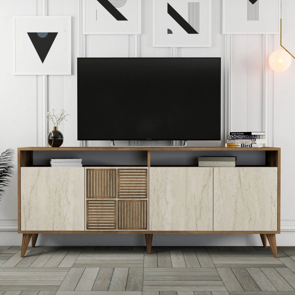 Madia Roattos, Credenza 2 Ripiani, 180x35x78h cm Beige Marmo