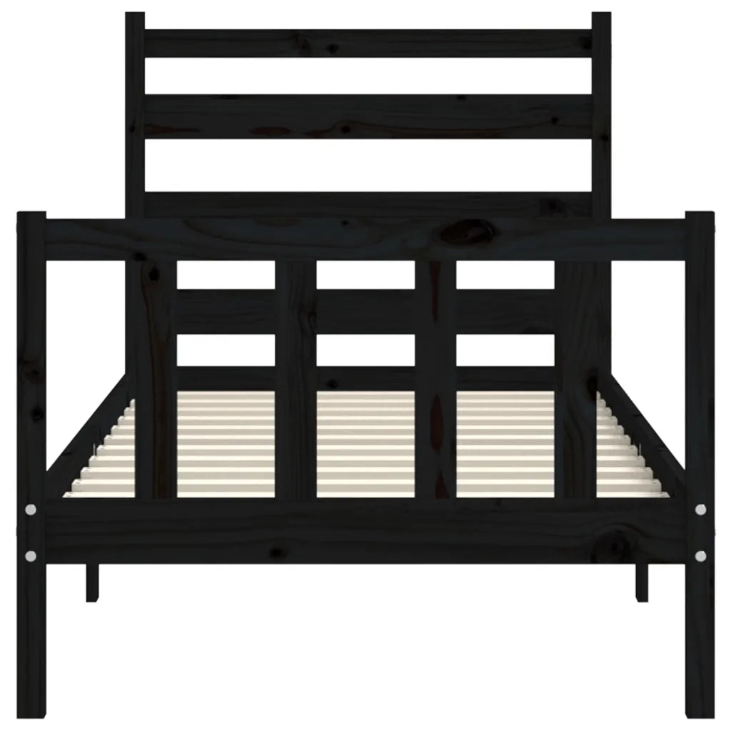 Giroletto con Testiera Nero Small Single in Legno Massello