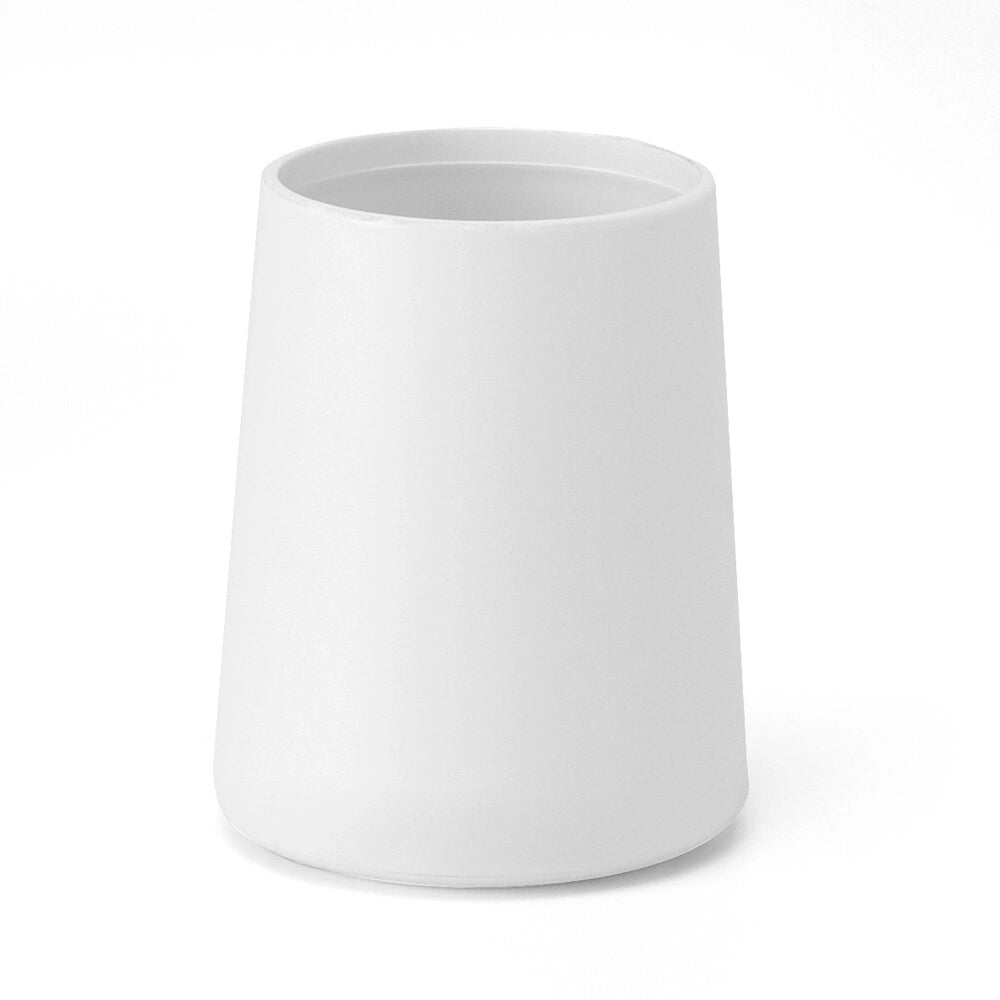 Porta spazzolino bianco crema design tondo in plastica Pop