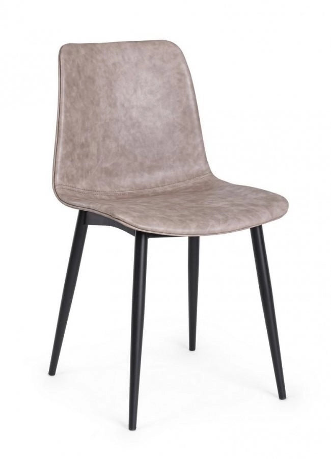 Set 2 Sedie 44x50x80 cm in Similpelle Nero e Beige
