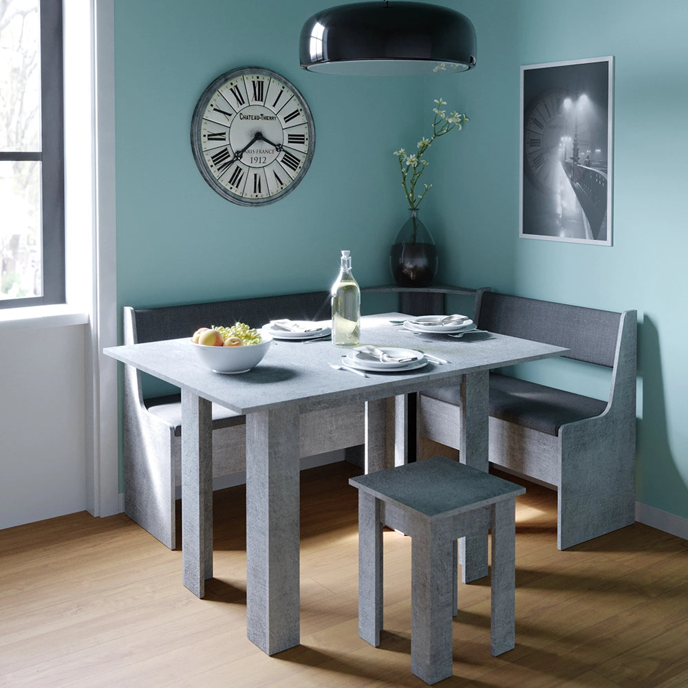 Gruppo panca ad angolo Roman Calcestruzzo 150 x 120 cm con tavolo Vicco