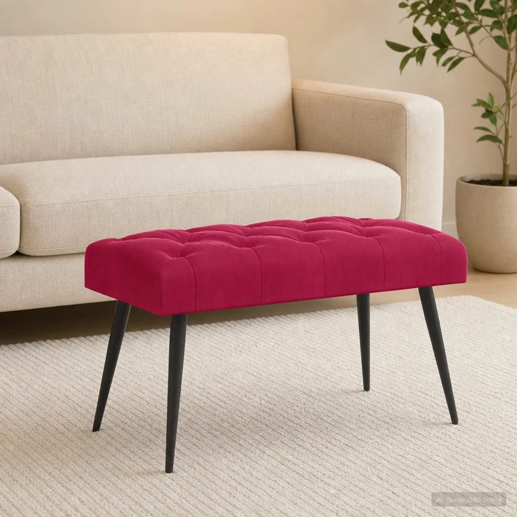 Panchina con bottoni imbottiti Rosso Vino 80 x 40 x 46 cm 42038562
