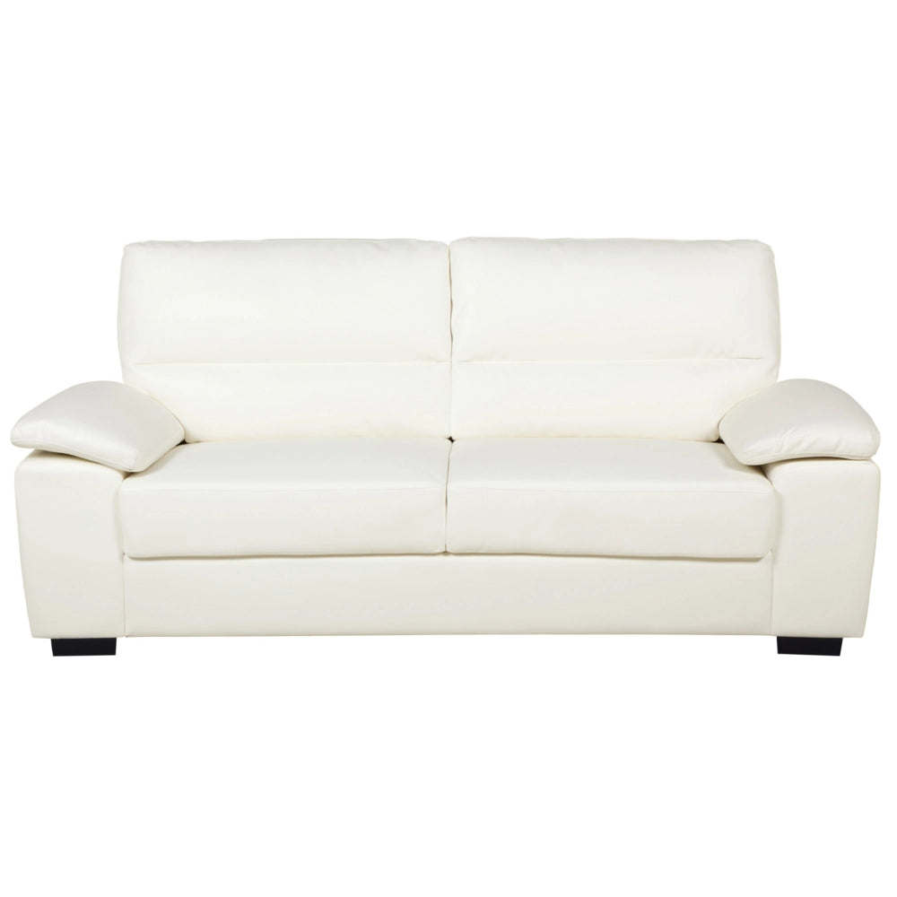 Set divano 3 + 2 posti in ecopelle color bianco sporco da soggiorno stile moderno
