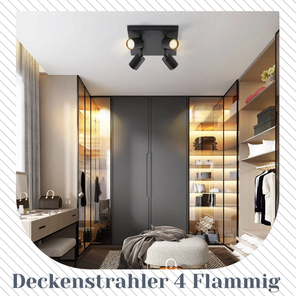 ZMH Faretto da soffitto 4 luci GU10 orientabili 330° per corridoio