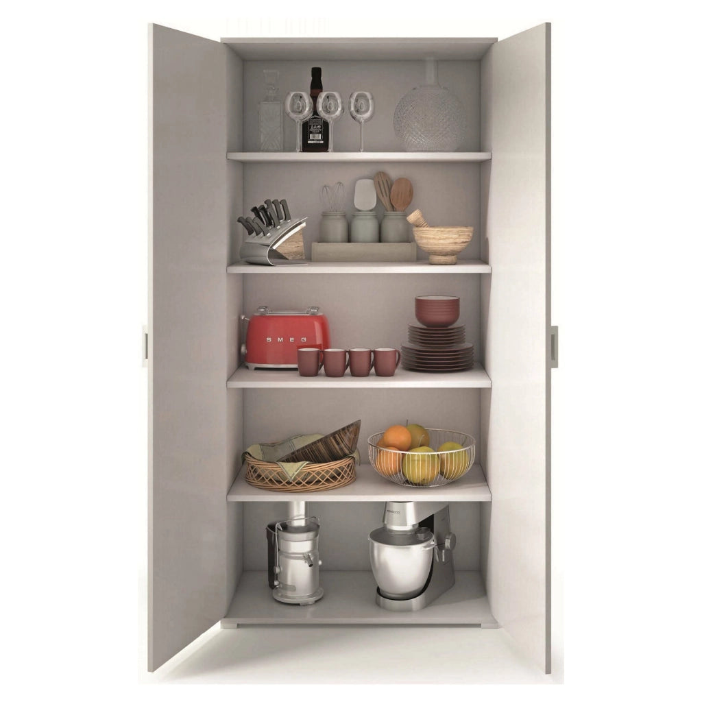 Aliosha, Armadio Multiuso 2 Ante 4 Ripiani Made in Italy, 90x195h cm Grigio Cemento