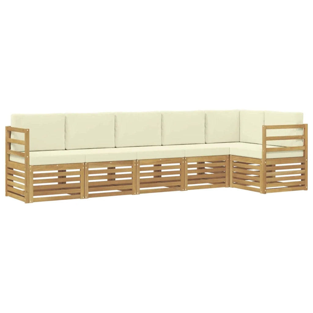 Set divano sezionale con cuscino 6 pcs Bianco e Crema 3391895