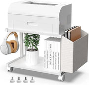 Stand per stampante a due livelli in legno con tasca di stoccaggio per ufficio, casa, studio, organizzatore, stampante, tavolo, mobile, carrello con ruote rotodirezionali