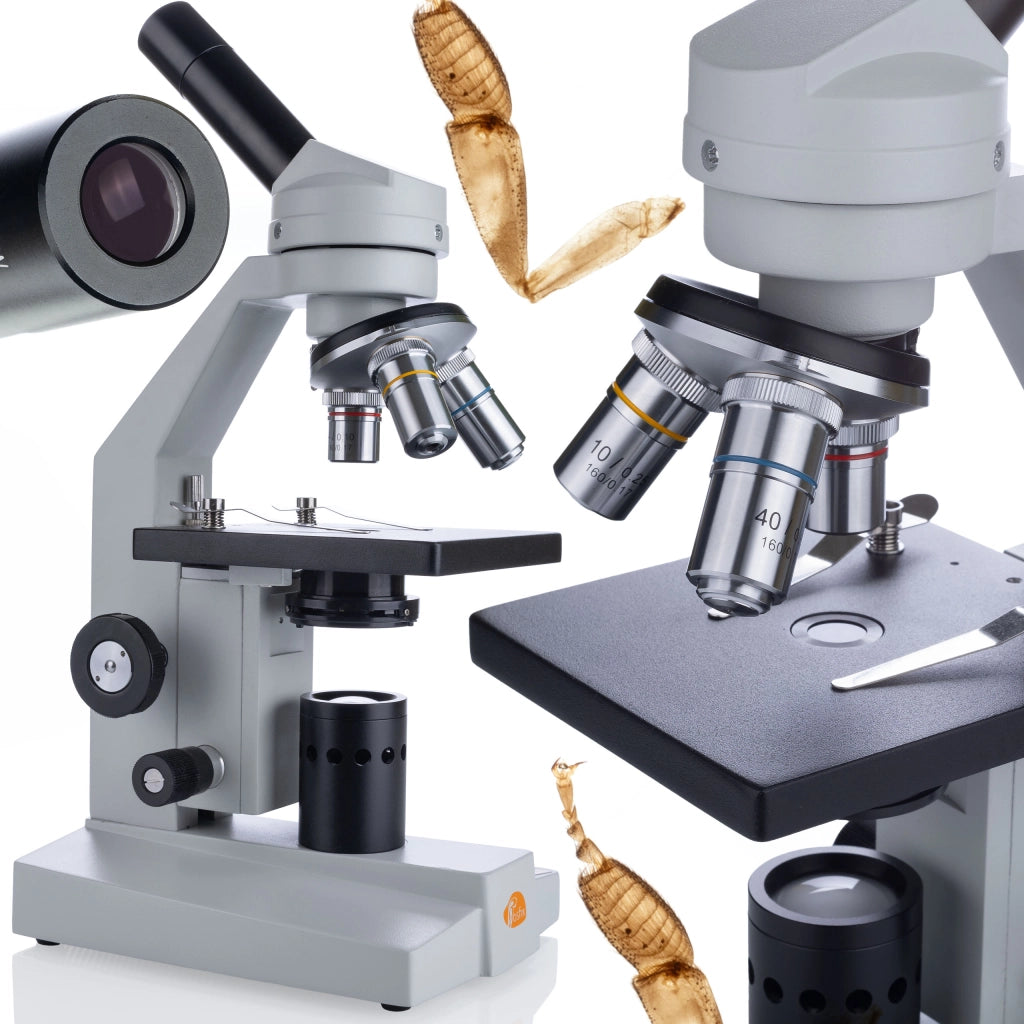 Mikroscopio Biologico Uran Pro MBUP – Testa Monoculare Inclinata 45° | Ottica di Alta Qualità, LED