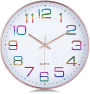 Oro rosé, 30 cm - Stilezza moderna - Analoga orologio da parete senza ticchettio - Facile da leggere - Decorazione per soggiorno cucina scuola e nursery