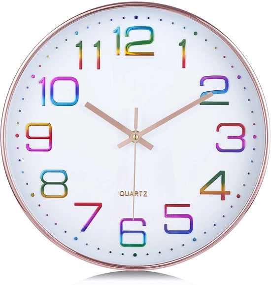 Oro rosé, 30 cm - Stilezza moderna - Analoga orologio da parete senza ticchettio - Facile da leggere - Decorazione per soggiorno cucina scuola e nursery