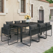 Set da Pranzo da Giardino 9 pz in Rattan PVC Nero 3060105