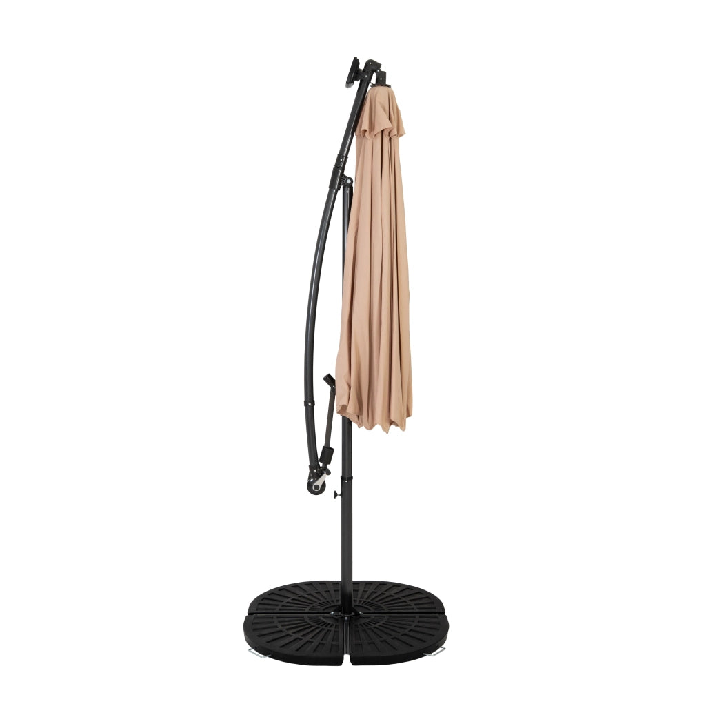 Ombrellone LED Decentrato 3m Beige Banana con Base 4 Pesi 56kg