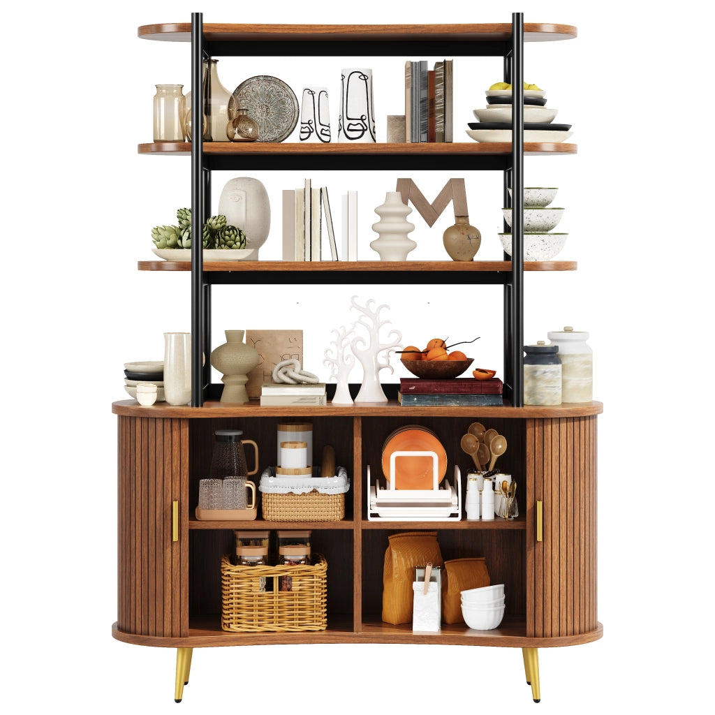 Credenza con ante a serranda e 4 ripiani - per soggiorno - in MDF - 120x40x183 cm - legno