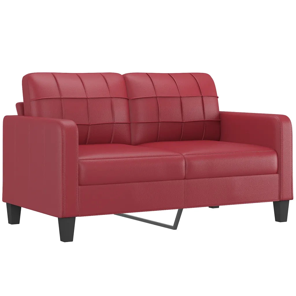 Set di Divani 3 pz con Cuscini Rosso Vino in Similpelle 3201366