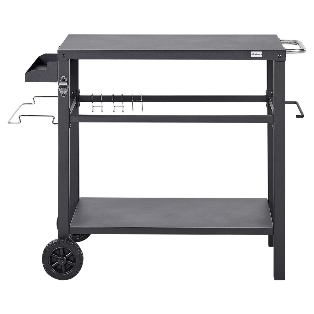 Carrello da giardino per servire all'aperto Carrello da cucina in acciaio nero con ruote