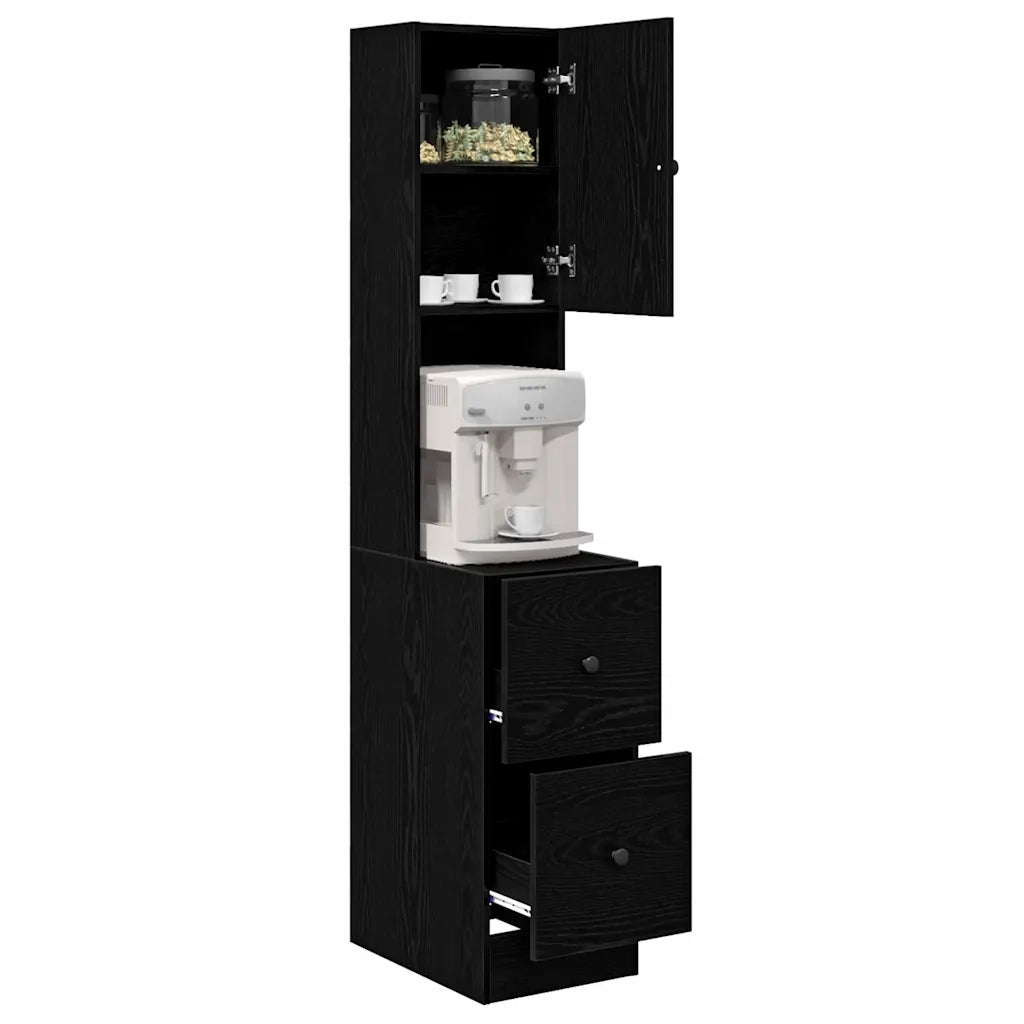 Credenza da cucina con cassetto-Buffet-Armadio da cucina Rovere Nero 32 x 50 x 180 cm