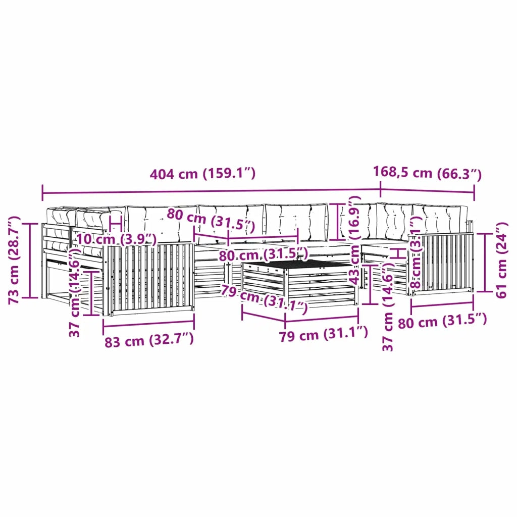 Set di divani da esterno con cuscino 8 pcs Naturale e Beige 3373178
