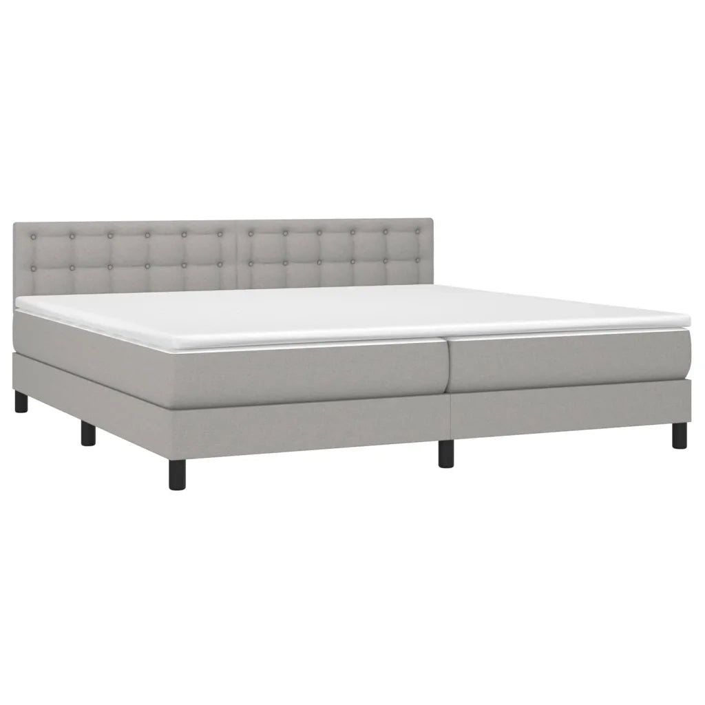 Letto a Molle Materasso e LED Grigio Chiaro 200x200 cm Tessuto 3133501