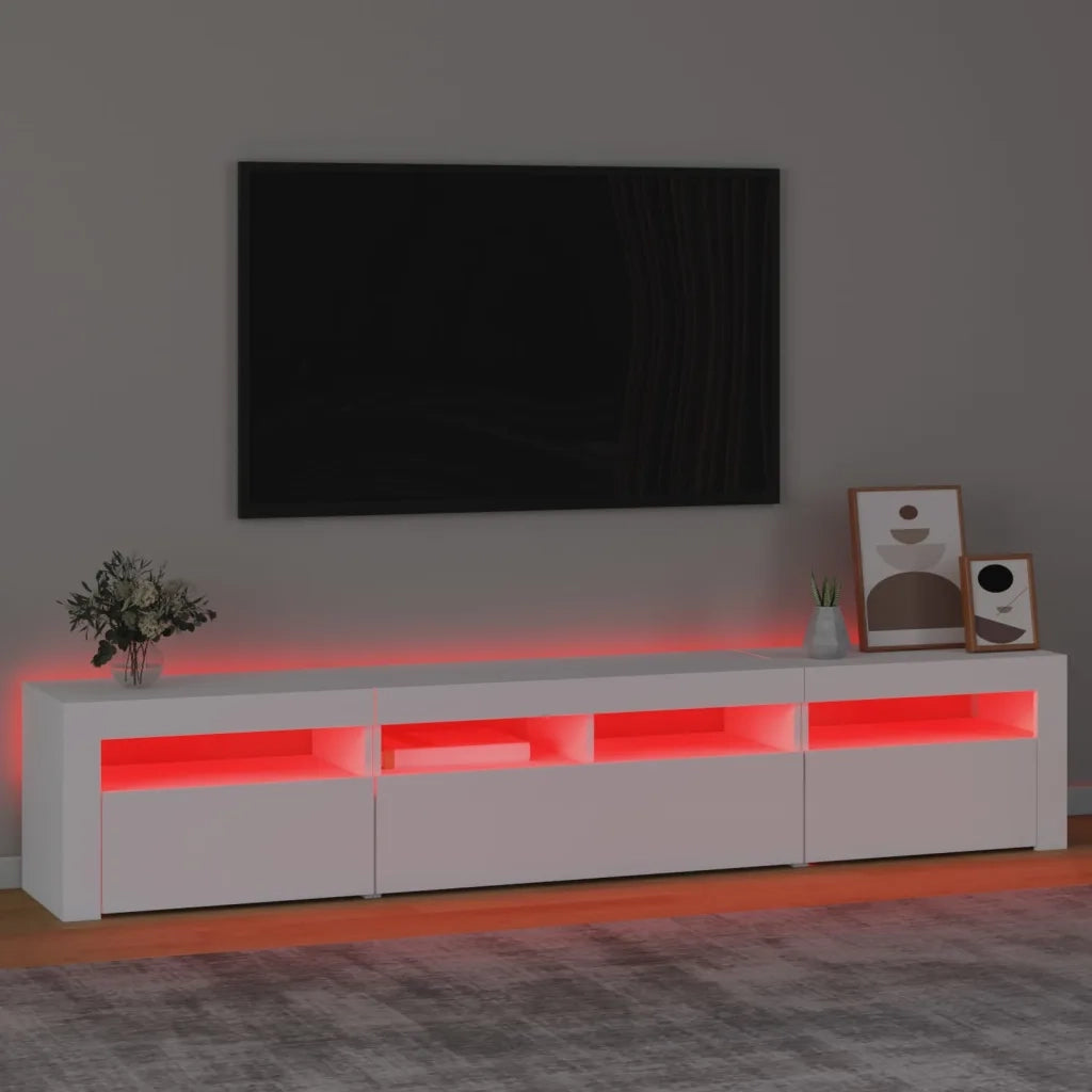 Mobile Porta TV con Luci LED-Mobile per TV-Credenza TV Bianco 210x35x40 cm