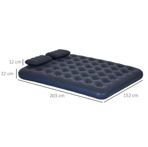 Letto gonfiabile blu con pompa manuale e 2 cuscini 203 x 152 x 22 cm