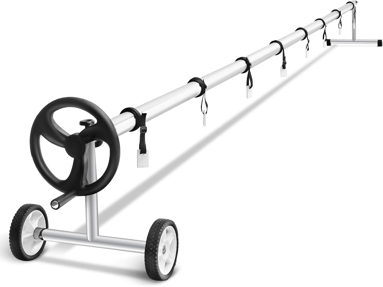 Rullo Avvolgitore per Piscina, Avvolgitore Telo Piscina 7 M Regolabile con Ruote in Gomma, Avvolgitore per Piscina in Alluminio