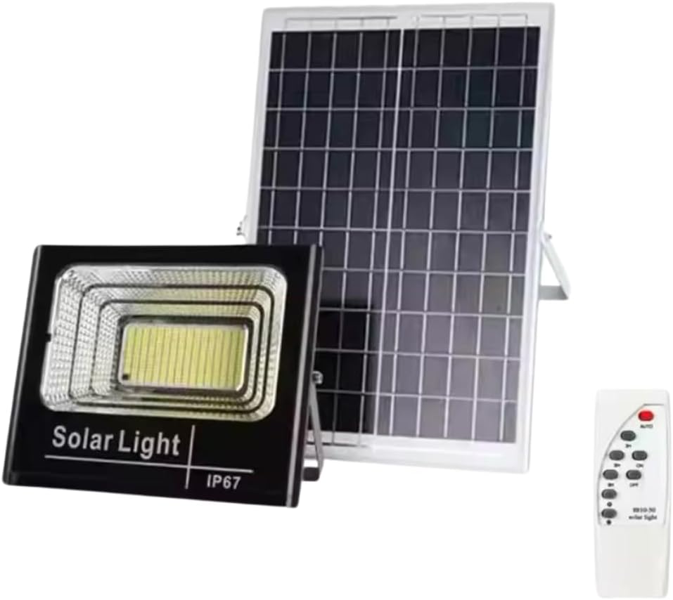 Faro LED Esterno 100W con Pannello Solare, Luce Solare 98 Potenti LED, Batteria 5000mAh