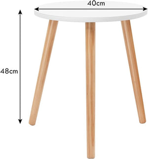 Tavolino da Salotto Rotondo, Tavolo Moderno con Gambe in Legno Massello, Tavolino Laterale per Soggiorno, Ufficio e Camera da Letto, Portata 50kg