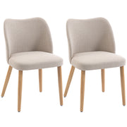 Set di 2 Sedie da Pranzo in Tessuto e Legno ¨C Minimal ¨C Crema