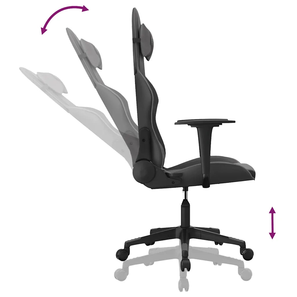 Sedia da Gaming | Sedia da e-sports Massaggiante Nero e Grigio in Similpelle