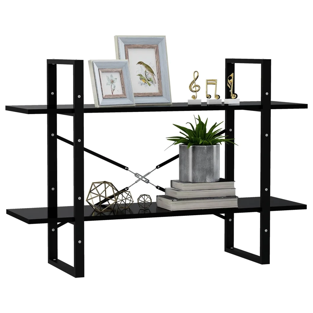 Libreria a 2 Ripiani Nera 100x30x70 cm in Legno Multistrato 806468