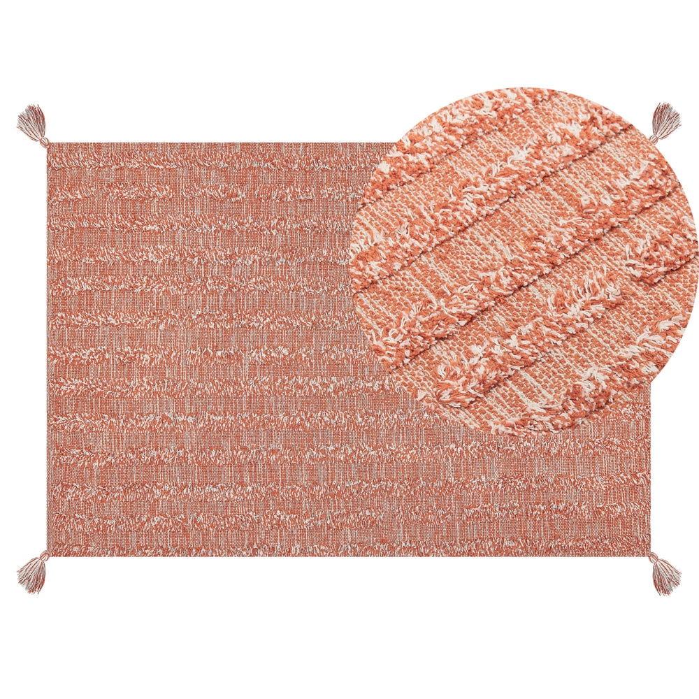 Tappeto in cotone con motivo semplice arancione 140 x 200 cm camera da letto soggiorno
