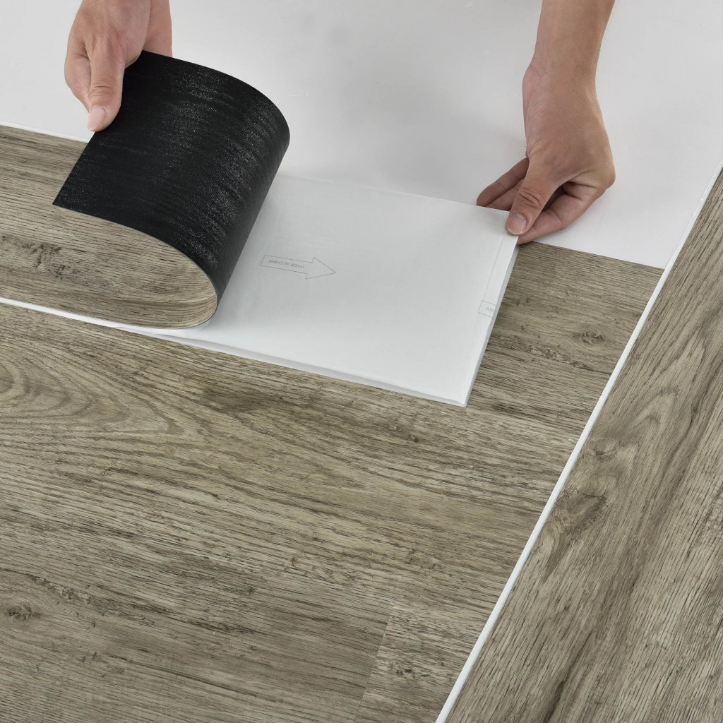 Pavimento in vinile PVC autoadesivo 28 pezzi 3,92 m² accenti rovere grigio 03_0007222