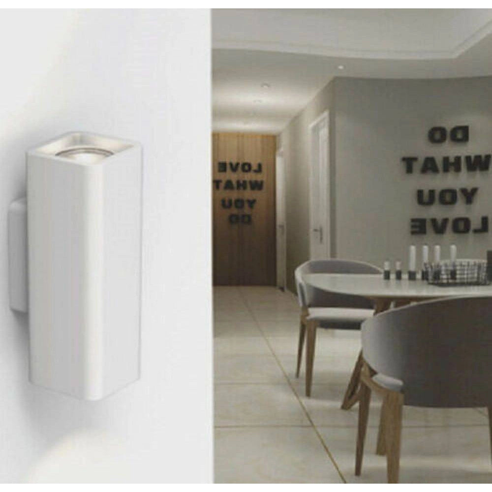 Trade Shop - Applique Parete Doppia Emissione Up Down In Gesso Verniciabile Cubo Gu10 Gs-e51 -