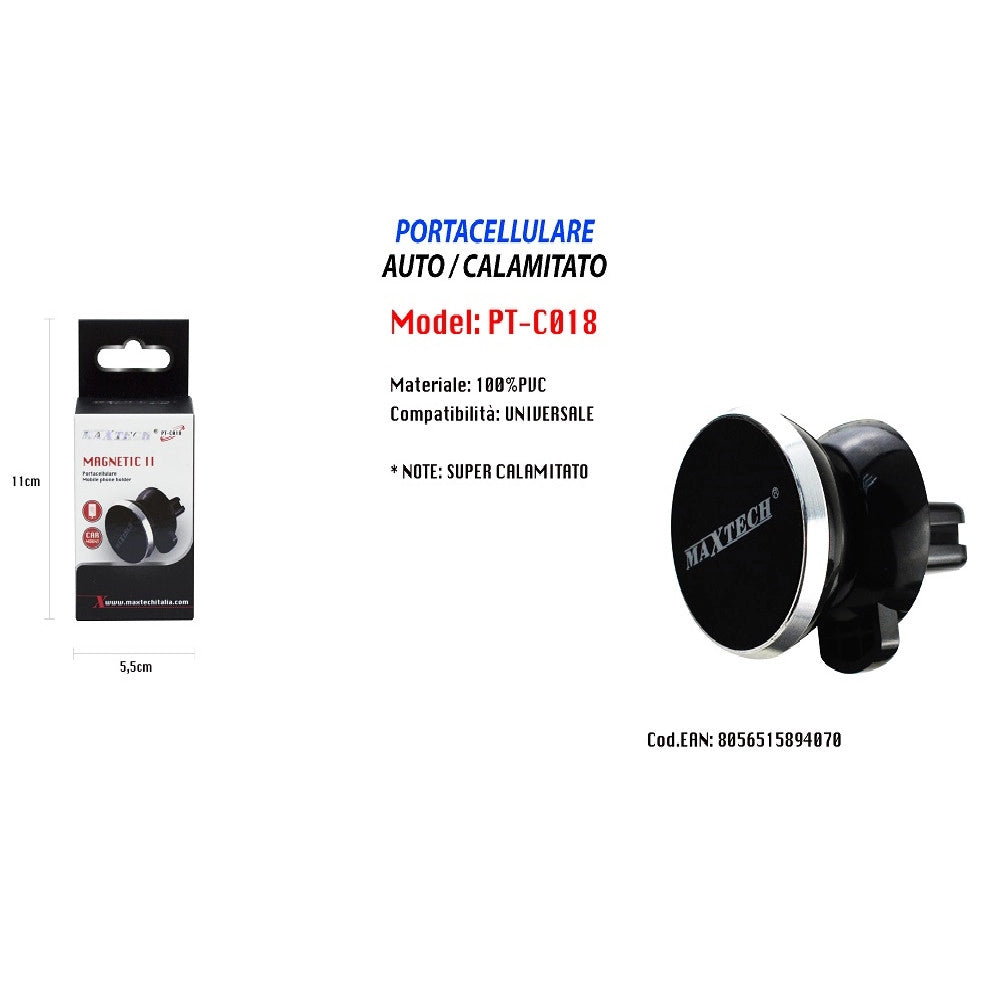 Trade Shop - Supporto Calamitato Auto Universale Per Smartphone Portacellulare Maxtech Pt-c018 -