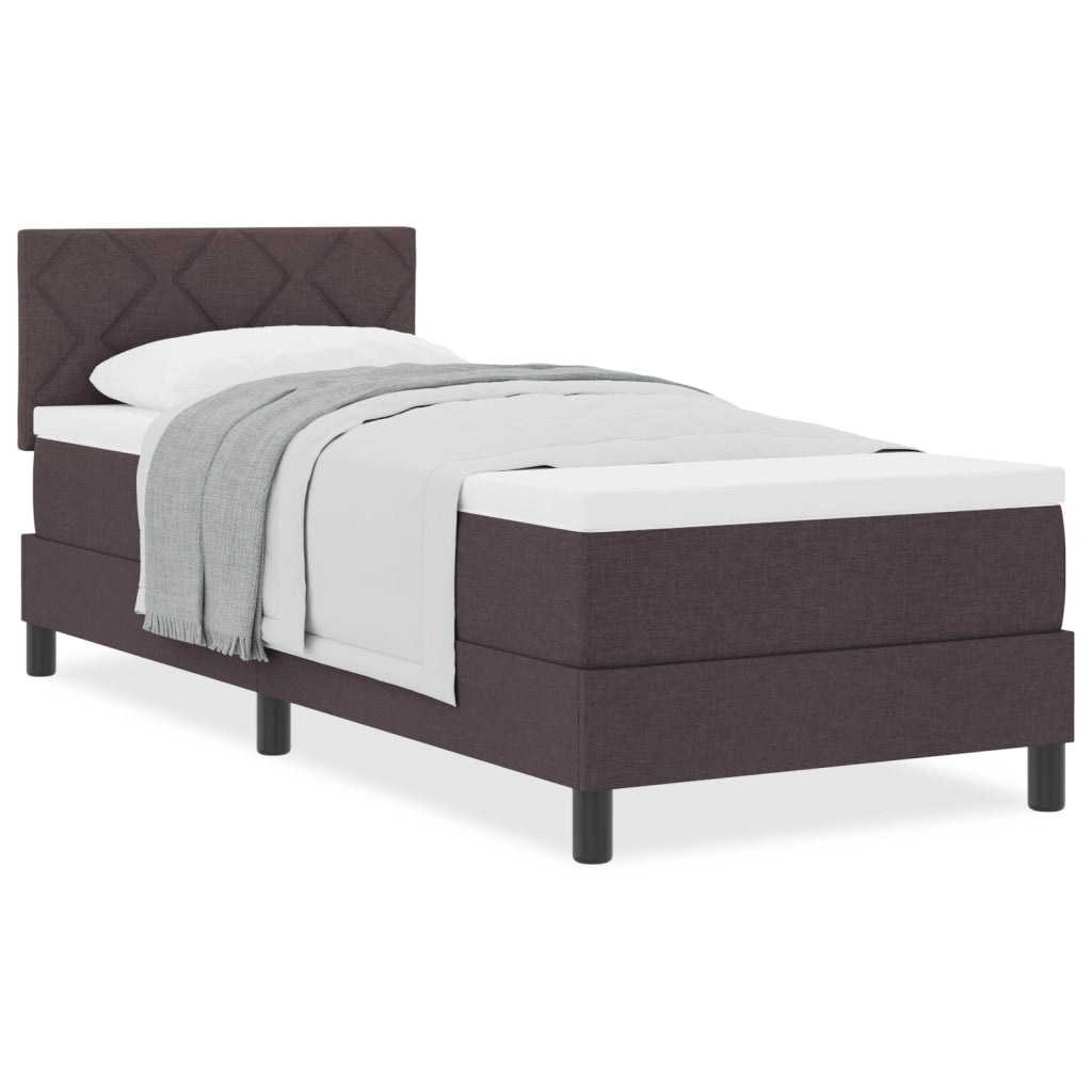 Letto a molle con materasso marrone scuro 80x200 cm tessuto